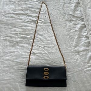Fossil Black Crossbody Bag with Gold Accents